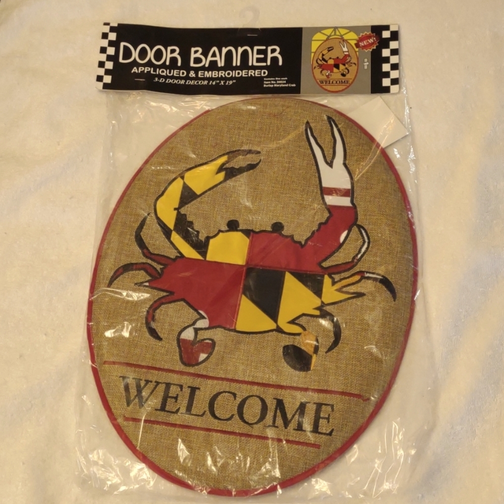NWT Maryland Crab Door Banner - 3D Door Decor | Crab in MD Flag